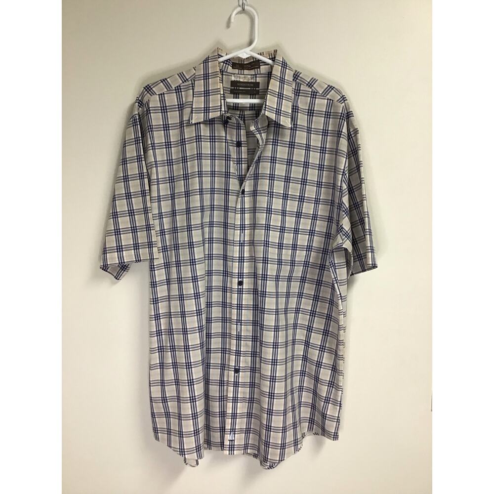 Men's Nordstrom Plaid Short-Sleeve Button-Down Shirt XL